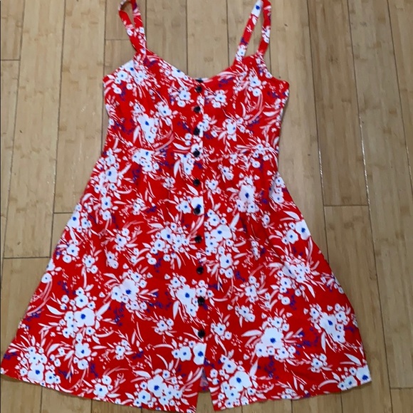 button front fit and flare dress